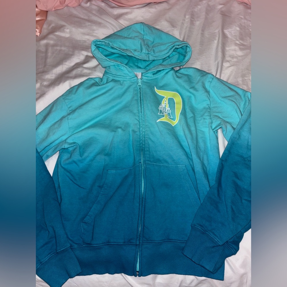 Disneyland resort teal-blue ombre zip up hoodie